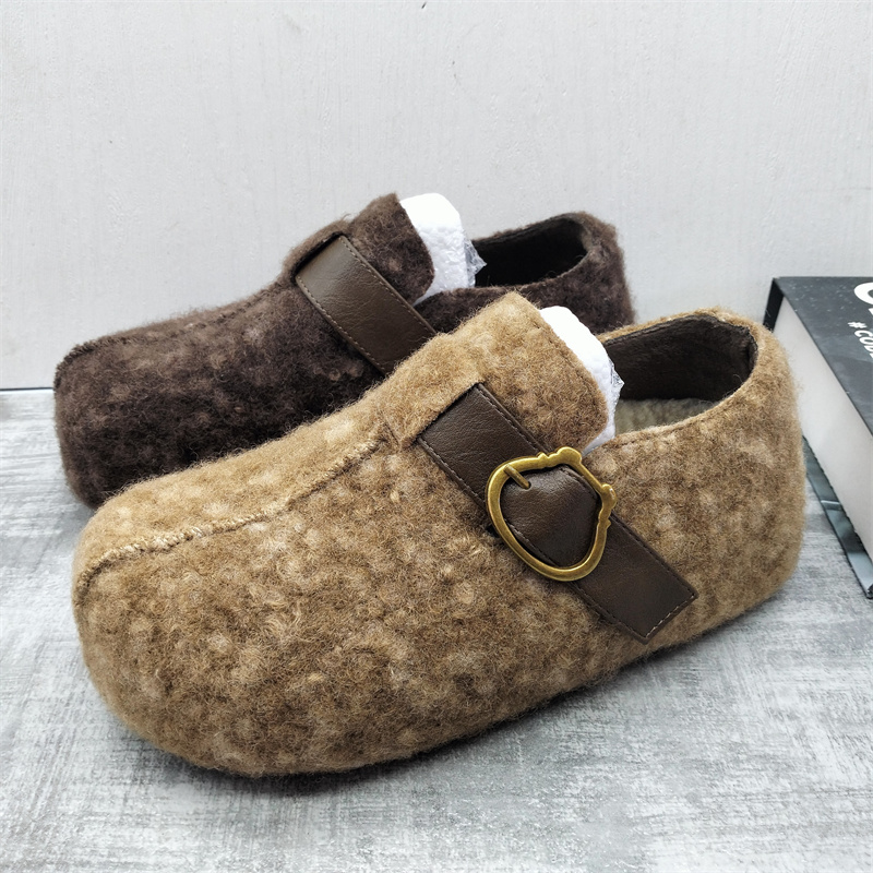 断码处理女鞋2025冬季新款毛绒勃肯鞋一脚蹬懒人鞋加绒保暖女棉鞋