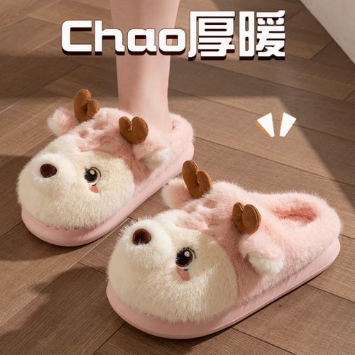 可爱卡通小羊棉拖鞋女2025新款情侣室内家居毛绒秋冬季棉拖鞋