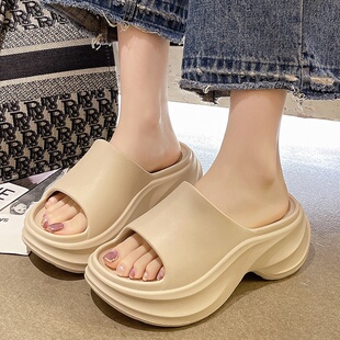 利达妮厚底拖鞋女2025款超火绝美外边沙滩夏eva外穿高跟凉拖