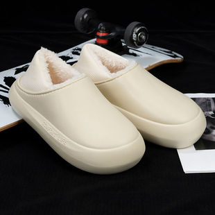包跟可外穿男保暖室内情侣家居用厚底月子棉鞋 防水棉拖鞋 女秋冬季