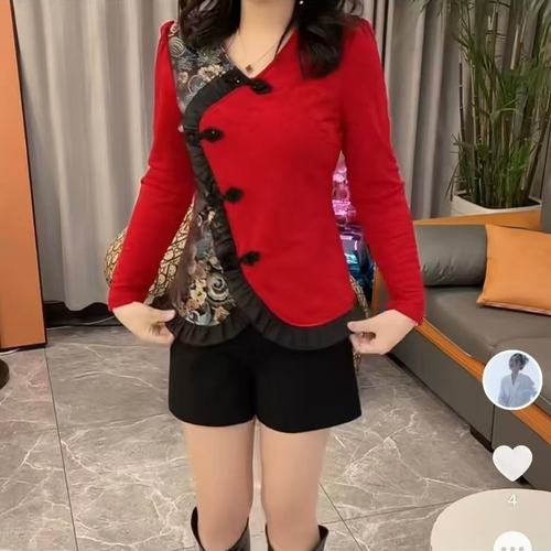 新款中式加绒长袖T恤春秋打底衫