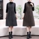 春装 中老年妈妈气质高档裙子 宽松呢子无袖 新款 毛呢马甲连衣裙大码