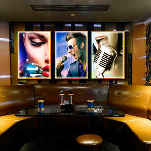 KTV挂画酒吧包厢装饰壁画夜店歌厅墙面布置背景迪斯科装饰画带灯