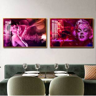 酒吧装饰画KTV包厢挂画夜店清吧歌厅壁画舞女美女晶瓷带灯墙画