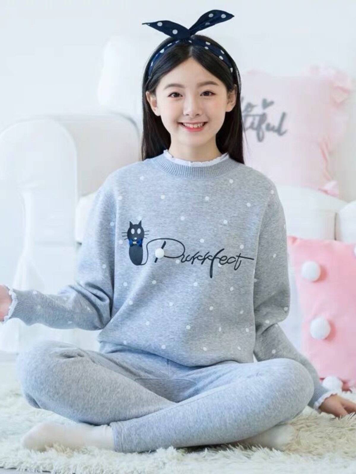 保暖内衣女套装加绒加厚纯棉少女初中高中学生秋衣秋裤女大童女孩