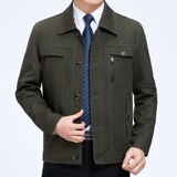 春秋中老年男式翻领休闲夹克爸爸装中年男士纯棉纽扣夹克外套，男装夹克，星座1712