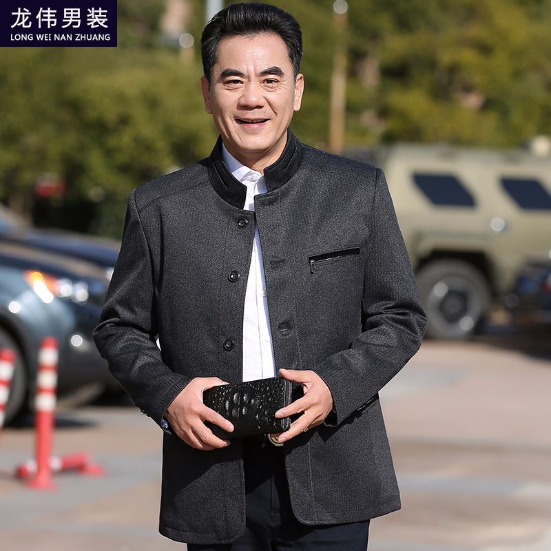 2021春季新款中老年男士夹克商务休闲立领薄款风衣外套爸爸男装,男装风衣,星座1712