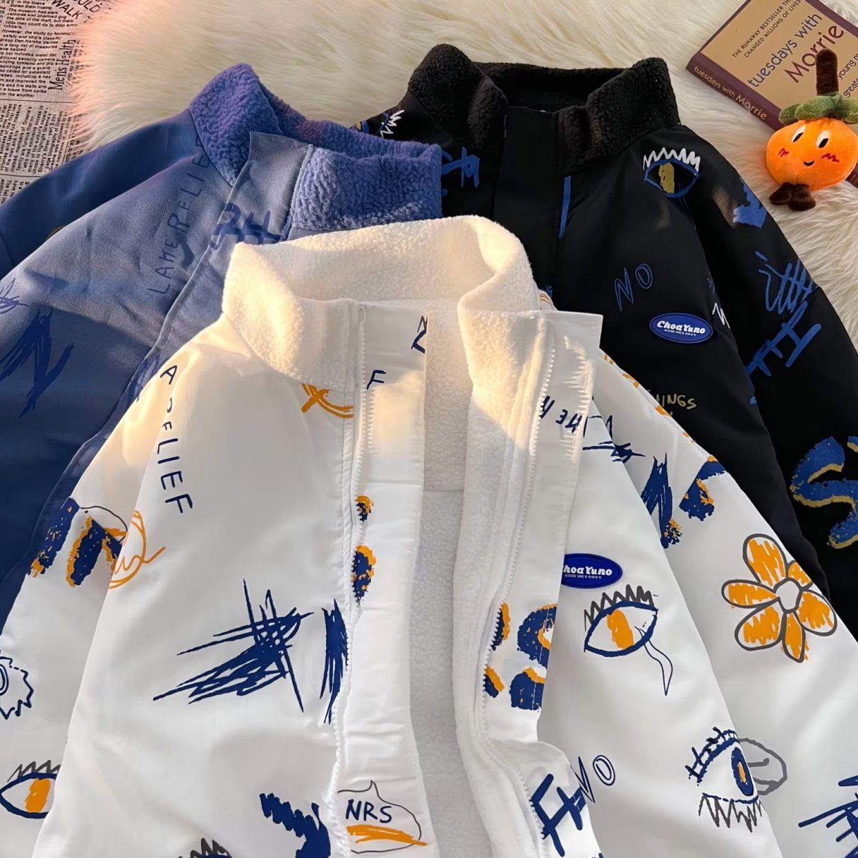 2022双面穿冬季棉服棉衣男生加厚保暖面包服运动休闲潮牌帅气外套图片
