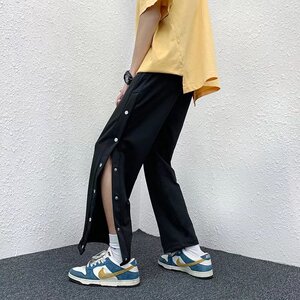 2024年潮流新款潮牌高街宽松运动裤直筒显瘦男女侧排扣裤长裤子图片