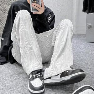 高级感裤子男春季高街ins潮白色休闲裤小众大码直筒宽松垂感长裤图片