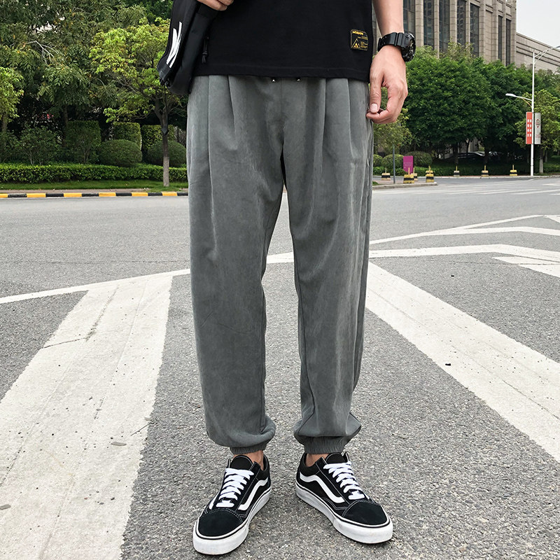 风男裤子春夏季休闲裤薄款棉麻哈伦裤宽松束脚裤灯笼潮牌,男装休闲裤,星座1712-2