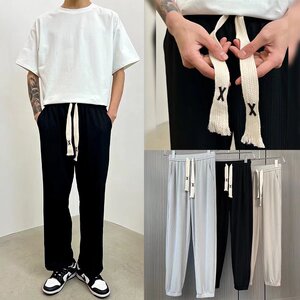 2022冰凉裤子男秋季新款韩版潮流休闲裤男直筒阔腿卫裤宽松长裤图片