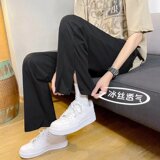 2022欧美街头嘻哈hiphop水洗做旧高街侧边开衩裤宽松直筒牛仔裤男，男装牛仔裤，星座1712-2