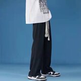 黑色阔腿裤男女高腰垂感夏季薄款2023新款宽松直筒休闲裤，男装休闲裤，星座1712-2