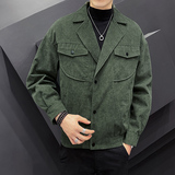 秋季新款男士外套灯芯绒夹克潮流韩版短款西装领翻领夹克M-5XL，男装夹克，星座1712-2