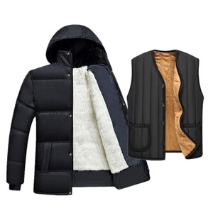 冬装棉服中老年棉衣男加厚加绒爸爸装中年棉袄送男士马甲一件代发图片