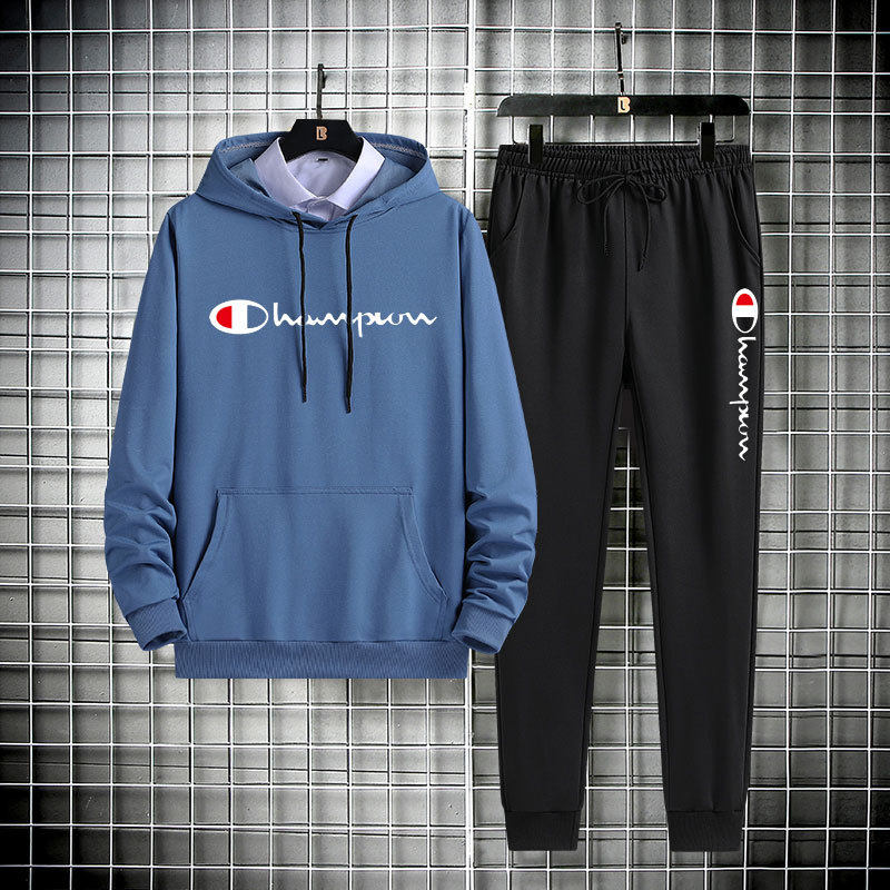 秋冬季新款男士青年印花套装休闲运动修身套装时尚潮流两件套，男装休闲套装，星座1712-2