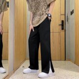 2022欧美街头嘻哈hiphop水洗做旧高街侧边开衩裤宽松直筒牛仔裤男，男装牛仔裤，星座1712-2