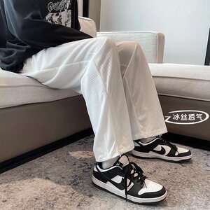 2022欧美街头嘻哈hiphop水洗做旧高街侧边开衩裤宽松直筒牛仔裤男图片