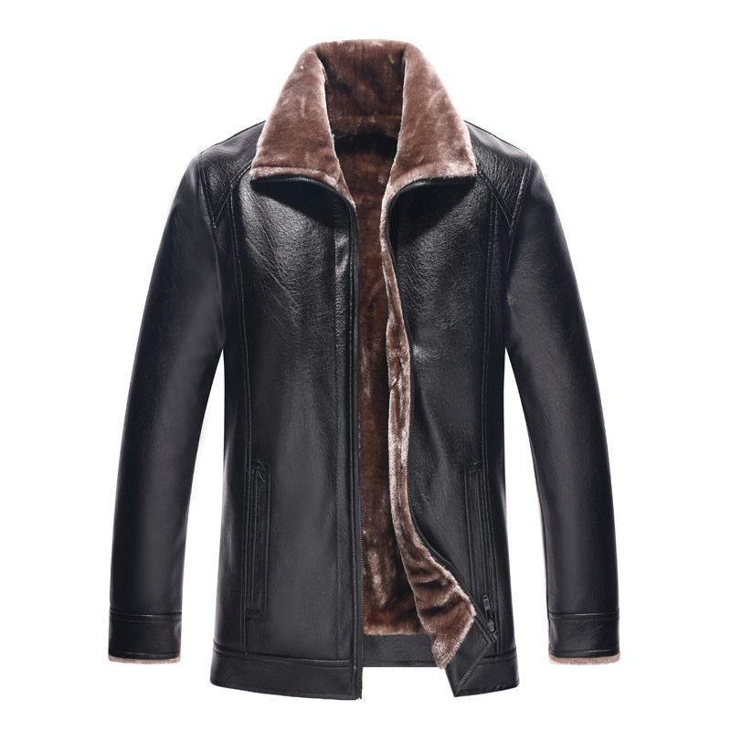 2024新款男士皮毛一体中老年休闲皮衣夹克男式冬季加厚加绒皮衣，男装皮衣，星座1712-2