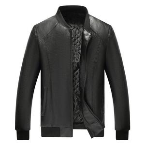 2021年新款棒球服男装皮衣螺纹领男士皮夹克立领PU皮衣图片