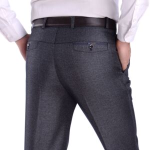 2020中老年男士西裤直筒长裤男式商务休闲裤宽松加厚款爸爸装图片