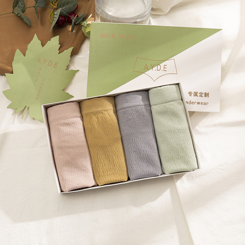 艾草仙女养护裤女士三角莫代尔石墨烯抗菌蕾丝提臀大码盒装内裤女，内裤，星座1716-2