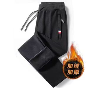 口袋拉链宽松运动裤秋冬季加绒男士裤子束脚裤休闲裤卫裤大码长裤图片