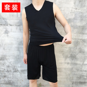 男士V领速干无痕套装背心短裤2件套大码休闲冰丝居家服宽松沙滩裤,居家内衣睡衣套装,星座1712-2 男士V领速干无痕套装背心短裤2件套大码休闲冰丝居家服宽松沙滩裤,居家内衣睡衣套装,星座1712-2
