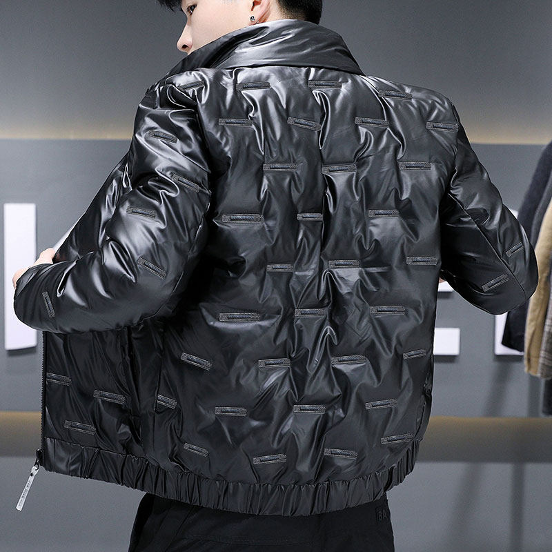 羽绒棉服男2024新款棉衣冬季加绒加厚面包服亮面棉袄胖子冬装外套,男装棉衣,星座1712-2