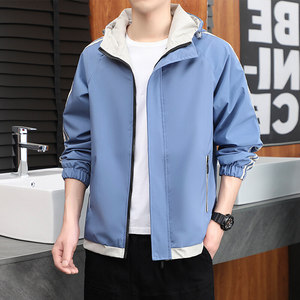 2024秋季新款经典两条杠连帽夹克外套男长袖开衫运动休闲夹克图片