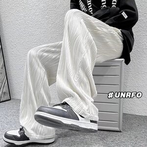 高级感裤子男春季高街ins潮白色休闲裤小众大码直筒宽松垂感长裤图片