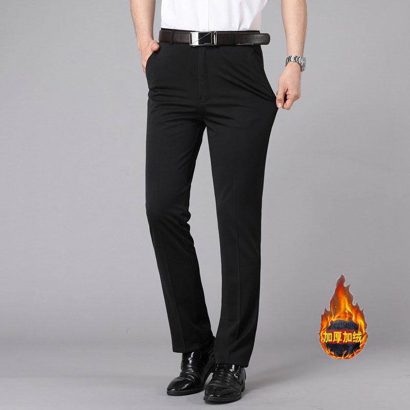 Thickened - Plush - men's trousers in autumn and winter business casual straight pants