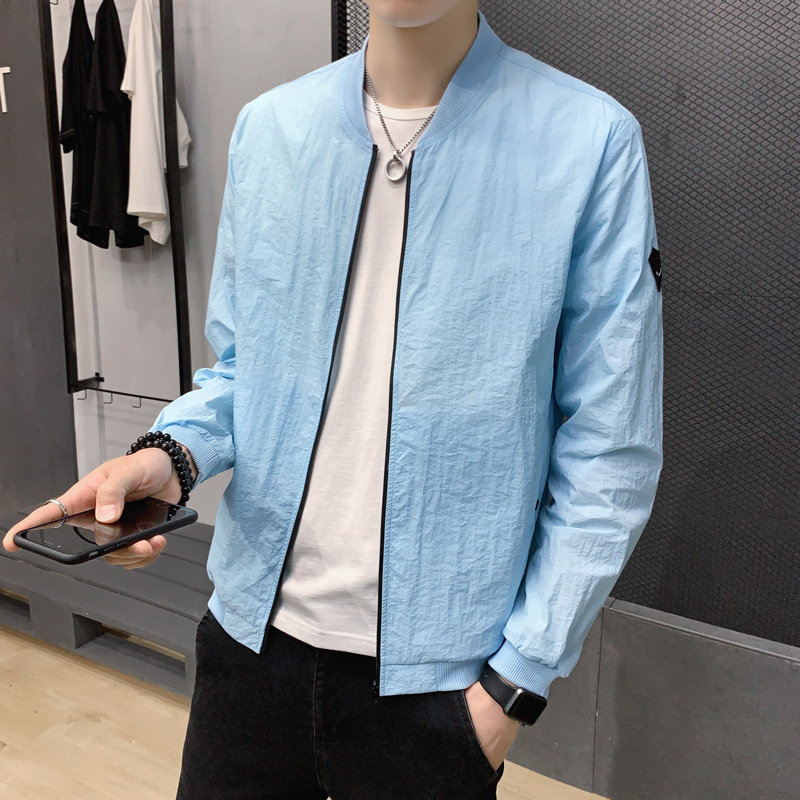 2021工厂直销新款男士夹克皮肤衣防晒衣浅灰浅蓝M-4XL,男装夹克,星座1712