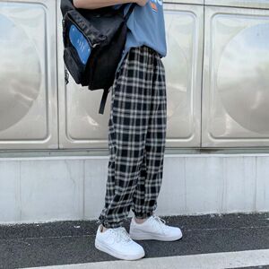 运动裤女夏季薄款格子束脚工装裤2024新款显瘦高腰裤子超火ins潮