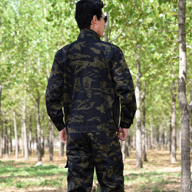 户外野战纯棉迷彩服套装黑鹰迷彩作训服军迷服装耐磨加厚工作服,男装休闲套装,星座1712