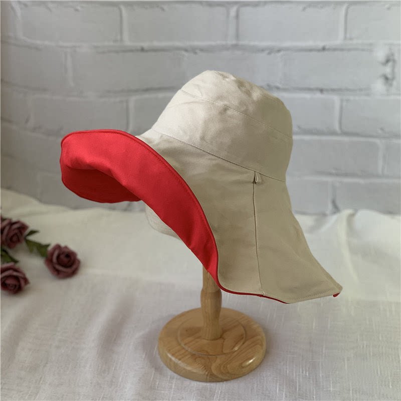 渔夫帽大檐防晒帽紫外线太阳帽子女遮脸双面16厘米夏天超大沿遮阳