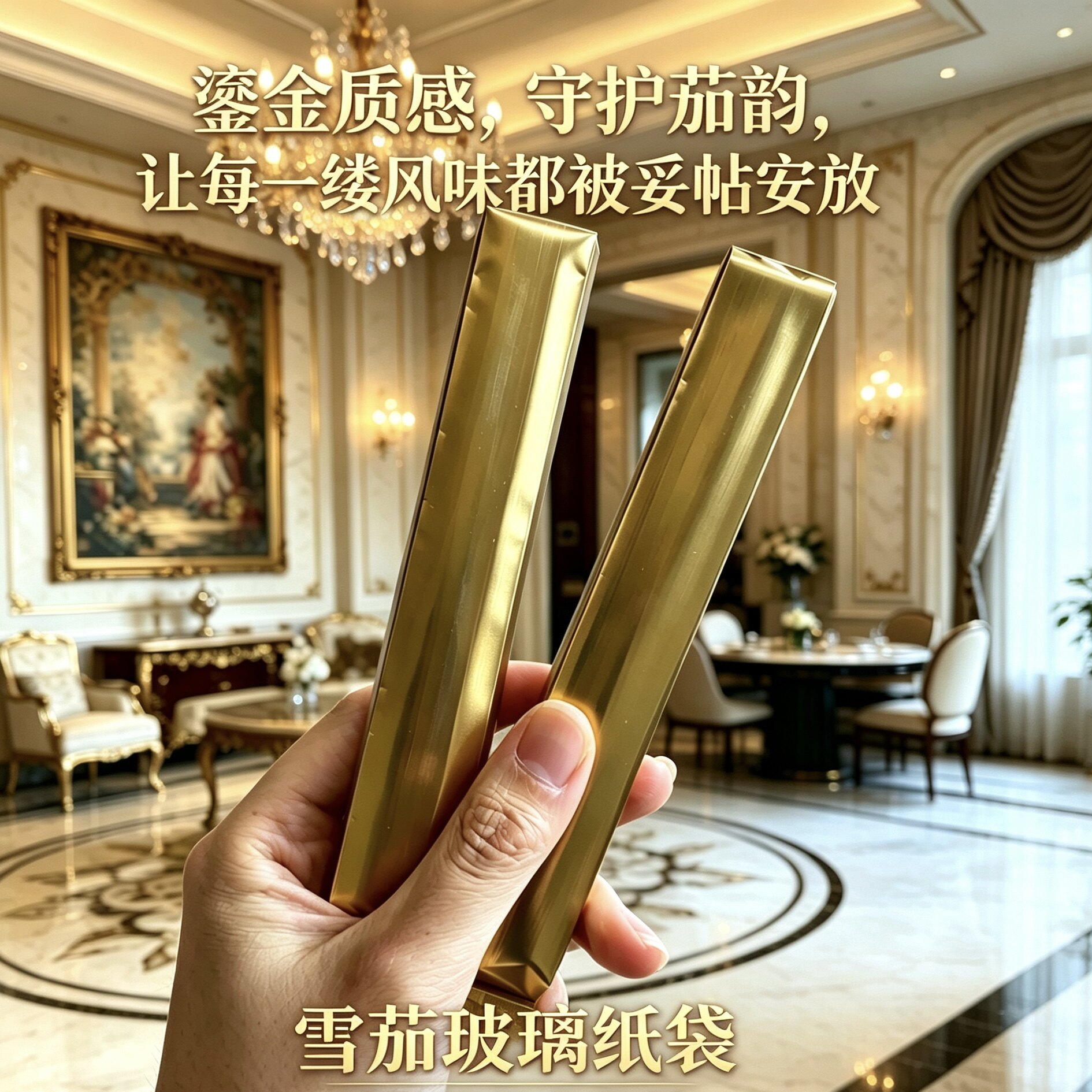 50张金色雪茄玻璃纸袋雪茄纸袋雪茄保湿袋雪茄包装袋雪 不含雪茄