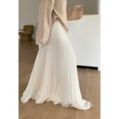 裙子 高腰长款 春夏ootd穿搭百褶裙半身裙女雪纺a字裙2026新款 长款