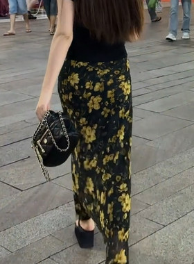 长裙鱼尾裙A字碎花半身裙