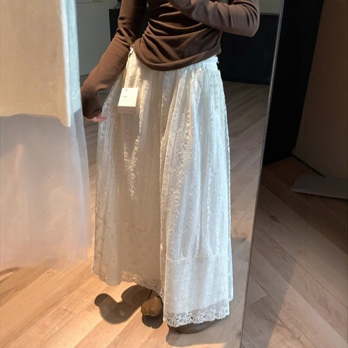 中长款大摆裙A字蕾丝半身裙