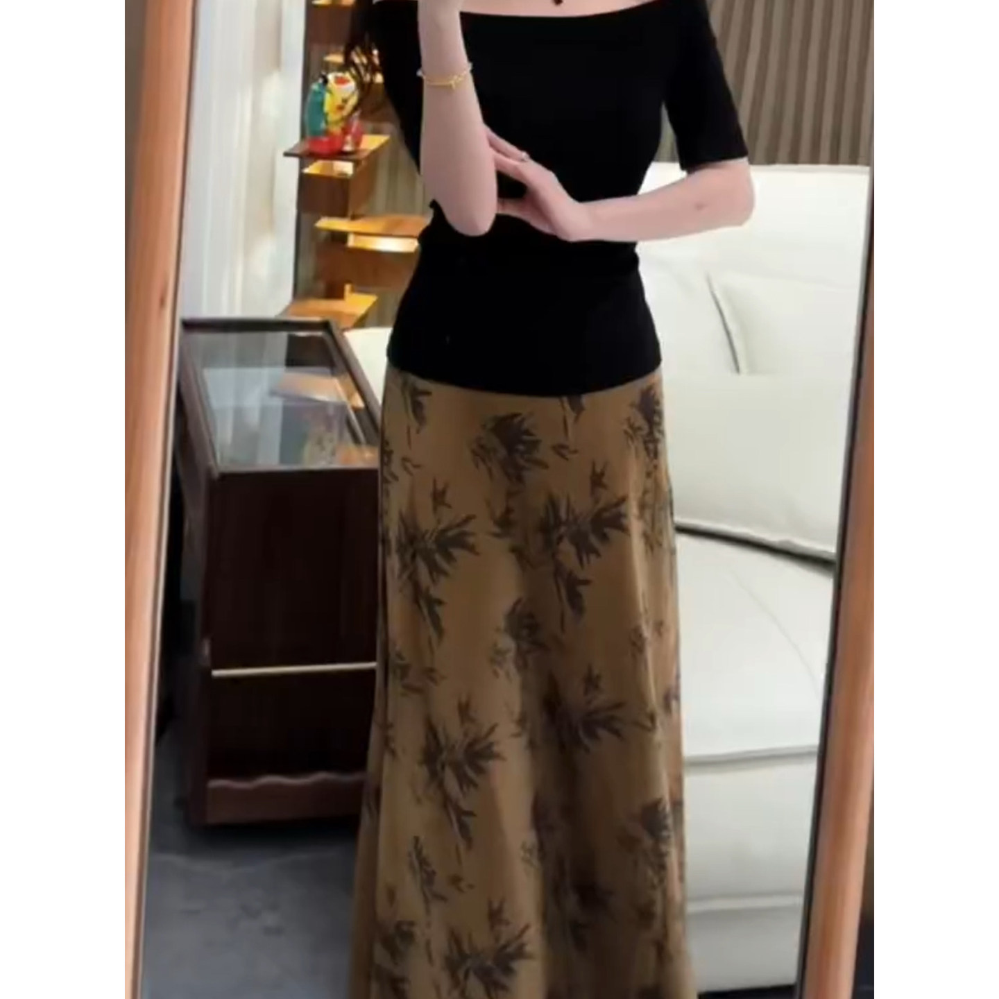 姜黄色半身裙女新中式醋酸缎面鱼尾半裙老钱风高级感端庄大气裙子