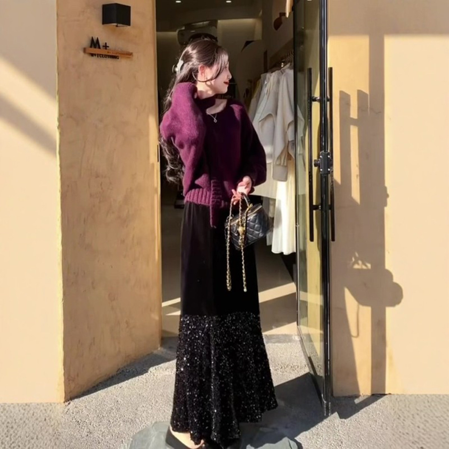 黑色重工亮片拼接丝绒半身裙女2026秋冬新款高级感时髦百搭鱼尾裙,女装/女士精品,半身裙,淘宝优惠券,粉丝福利购,淘宝优惠卷