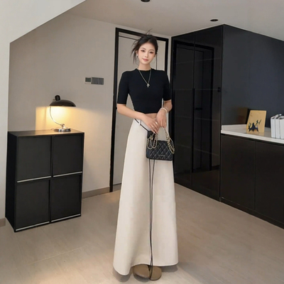 长裙大摆A字毛呢半身裙