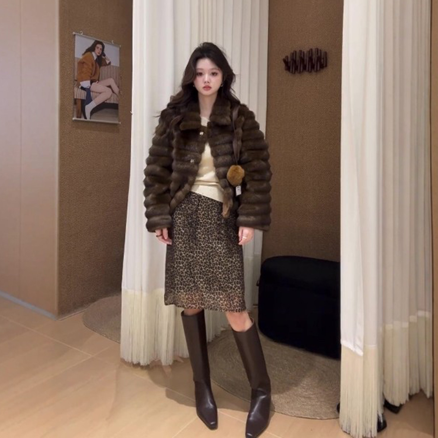 2026春季新品韩版宽松显瘦半身裙豹纹雪纺加厚双层中裙时尚减龄女,女装/女士精品,半身裙,淘宝优惠券,粉丝福利购,淘宝优惠卷