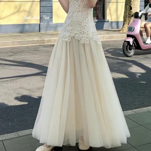 网纱半身裙女2026新款 小个子裙子春夏显高穿搭高腰大摆裙a字长裙