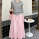 2026新款 粉色百褶半身裙解构侘寂风半裙风琴褶大摆伞裙下半身裙女