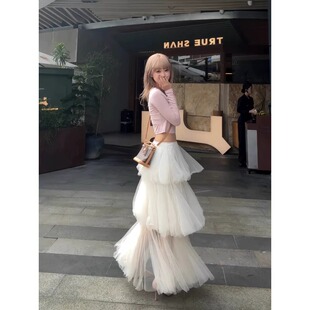 2026设计感春季 甜美芭蕾风多层蛋糕裙重工网纱长裙蓬蓬半身裙 新款