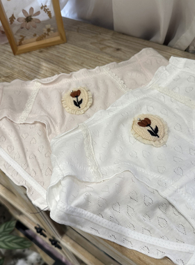 南法假日爱心可爱少女甜美100%棉质圆牌纯欲透气舒适三角内裤日系