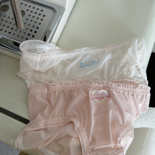 冰丝内裤女甜美荷叶边低腰